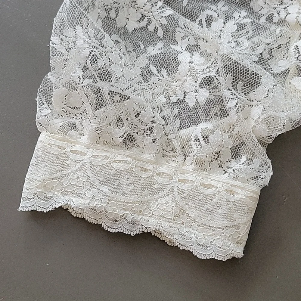 Vintage Lace Drop Waist Sheer Dress Nightgown Victorian Bridal Wedding Fairycore - Picture 11 of 14